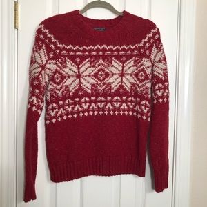 Abercrombie & Fitch cozy red sweater w/snowflakes